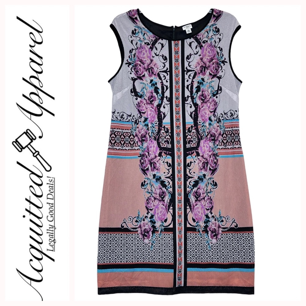 Cato Woman Sleeveless Netted Lined Floral Shift Dress